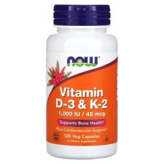 Vitamin D-3 & K-2 1000 IU/45 mcg, Now Foods