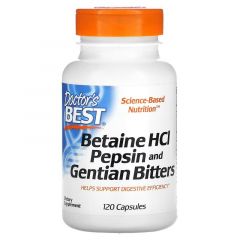 Doctor's Best, Betaine HCL, Pepsin and Gentian Bitters, 120 Capsules
