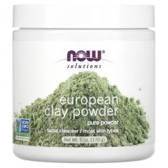 European Clay Powder van Now Solutions. Europees kleipoeder is ideaal voor de meeste huidtypes en helpt onzuiverheden en ongewenste vuildeeltjes uit de huid te verwijderen, waardoor poriën minder opvallen en de algehele teint verbetert. Voor normale, geme