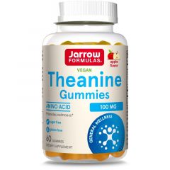 Jarrow Formulas Theanine Gummies leveren 100mg L-theanine per gummy. Theanine ondersteunt de stemming en de neurotransmitters dopamine, serotonine en glutamaat in de hersenen die een gevoel van kalmte kunnen handhaven.