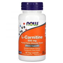 NOW Foods, L-Carnitine, 500 mg, 60 Veg Capsules. L-Carnitine Het helpt het lichaam vet om te zetten in energie. L-carnitine is belangrijk voor de hart- en hersenfunctie, spierbeweging en vele andere lichaamsprocessen.