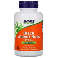 Black Walnut Hulls, 500mg, Zwarte Walnoot Extract, Now Foods