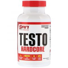 SAN Testo Hardcore - Testosteronversterker die gezonde testosteronniveaus bevordert en atletische en seksuele prestaties verbetert. Testosteron is het belangrijkste mannelijke hormoon, dus als je testosteronspiegel omhoog gaat, gaat al het andere ook omho