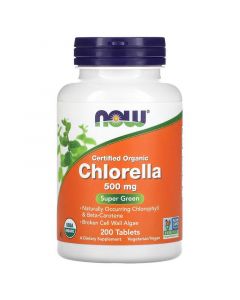 NOW Foods, Certified Organic Chlorella, 500 mg, 200 Tablets.733739026316