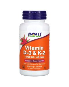 NOW Foods Vitamine D3 & K2 (1000 IU / 45 mcg). 733739003690 